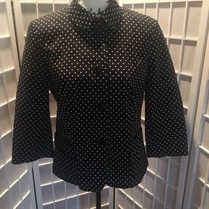 Talbots Black White Polka Dot Sz 8 Jacket Blazer